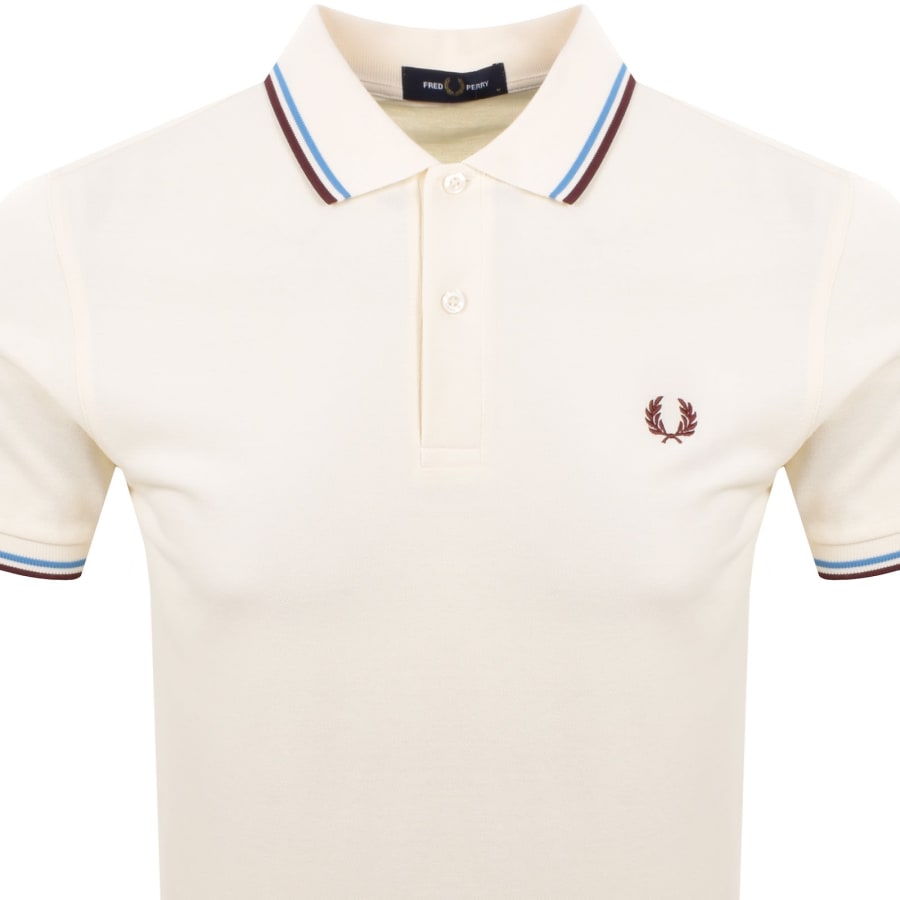 ◇FRED PERRY◇ M12 Twin Tip Fred Perry Shirt Light Ecru Cham M12 - Light Smoke / Light Ecru / Oxblood | The Fred Perry